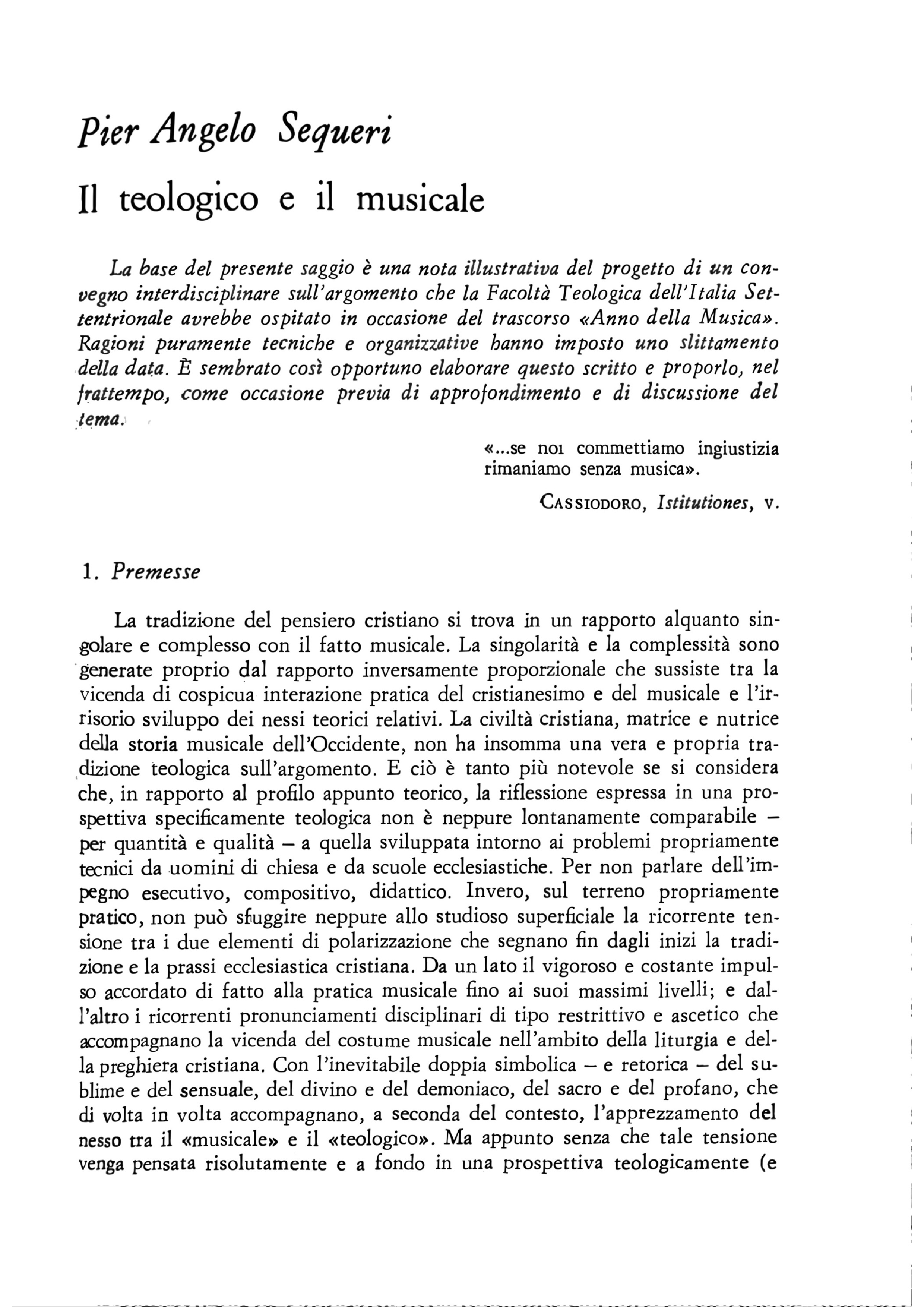 Il teologico e il musicale